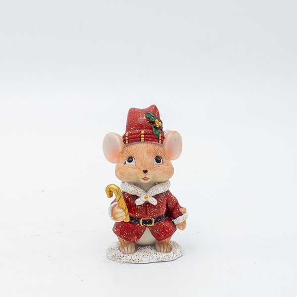 DECORACIÓN DE POLIRESINA, RATÓN PAPÁ NOEL, 5X8CM
