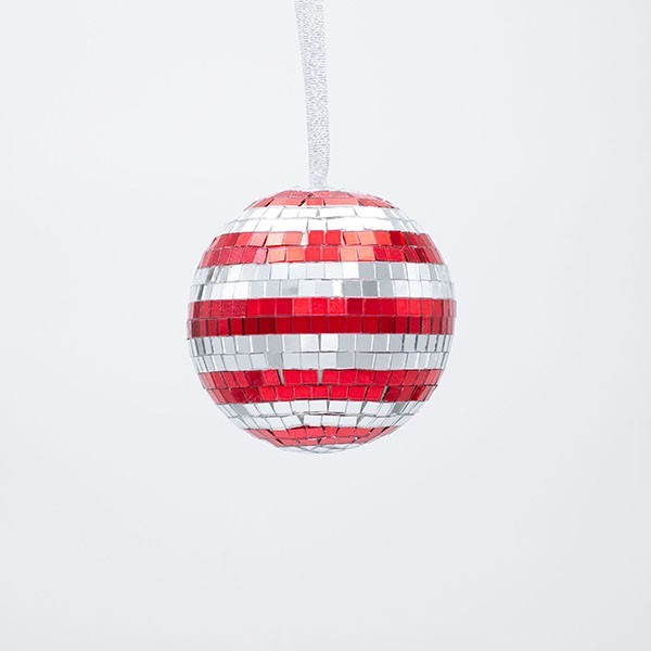 BOLA DE CRISTAL, DISCO, ROJO PLATA, 8CM