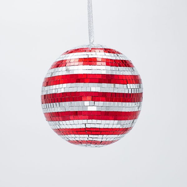 BOLA DE CRISTAL, DISCO, ROJO PLATA, 12CM