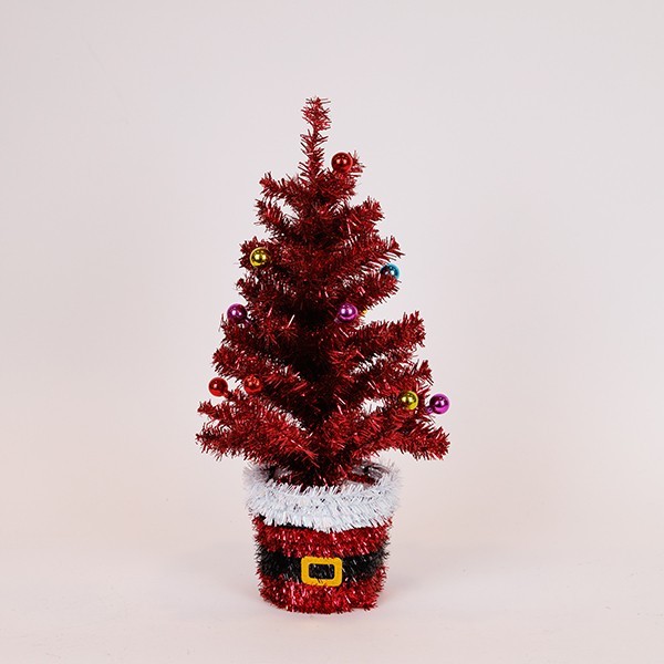 ÁRBOL DE NAVIDAD DECORADO CON BASE DE PAPÁ NOEL, ROJO, 45CM