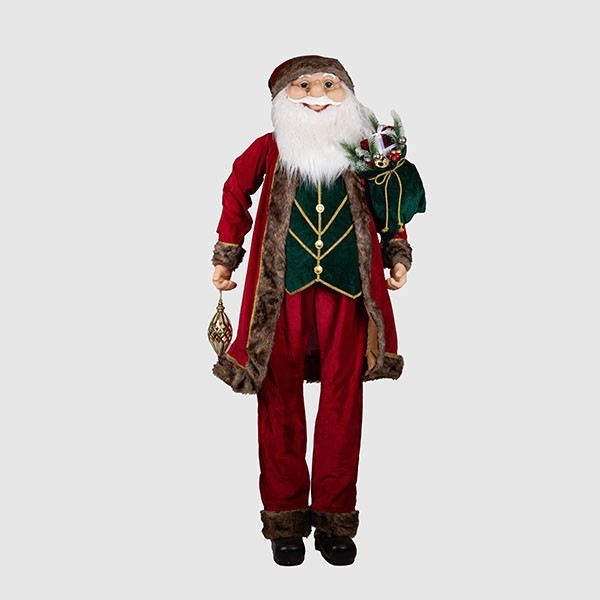 PAPÁ NOEL CON ROPA BORGOÑA Y ROJA, 180CM