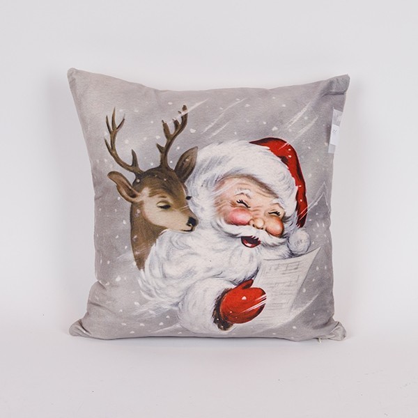 ALMOHADA CON PAPÁ NOEL Y RENOS, 40X40CM