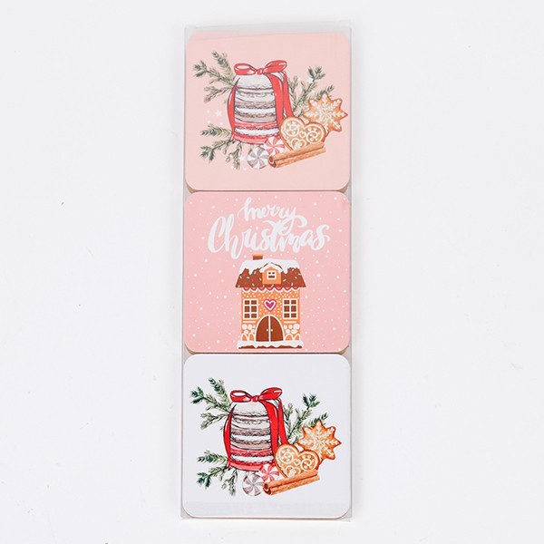 POSAVASOS CON DISEÑOS NAVIDEÑOS, SET DE 6 PIEZAS, 9,5X9,5X0,47