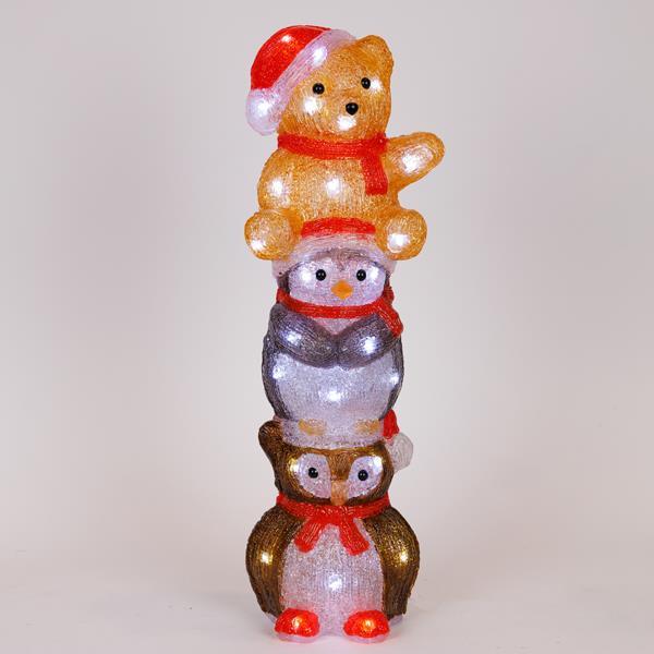 OSO ACRÍLICO, PINGÜINO, BÚHO, ADAPTADOR DE 3,5 V, 40 MINI LED BLANCOS, 16 X 14 X 49 CM, CABLE DE 5 M, IP44