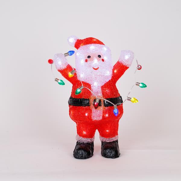 PAPÁ NOEL ACRÍLICO, ADAPTADOR, 40 LED BLANCOS + 10 LED DECO, 22,5X15X34CM, CABLE 5M, IP44