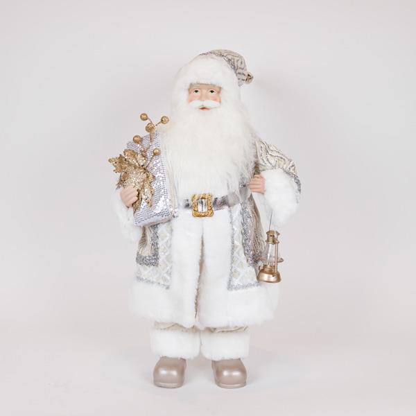 PAPÁ NOEL, PLATA ORO, CON LINTERNA, 60CM