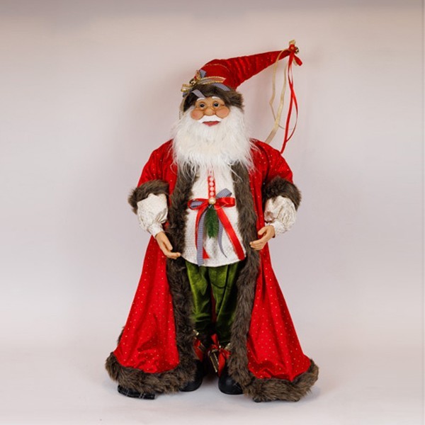 PAPÁ NOEL CON ROPA DE CUADROS ROJOS Y NEGROS, 90 CM