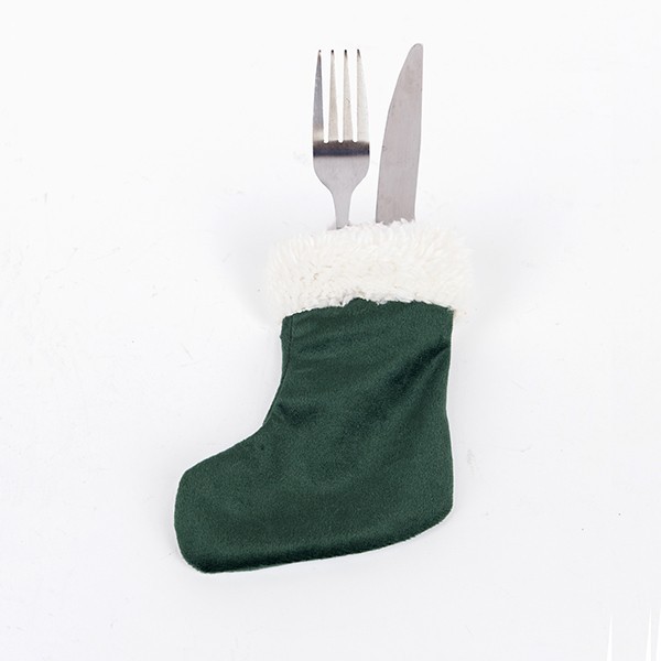 ESTUCHE PARA CUCHILLO Y TENEDOR, CALCETINES, VERDE, 12X14,5CM