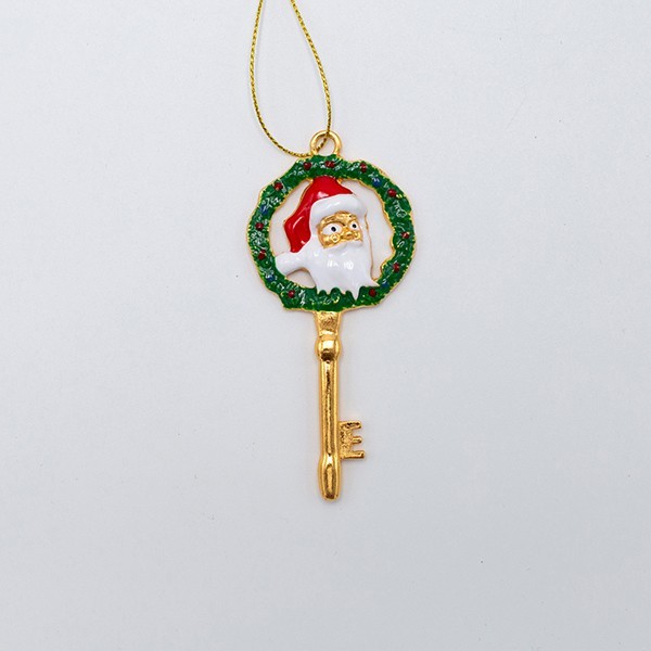 ADORNO DE LLAVE, DORADO CON PAPÁ NOEL, 9X4CM