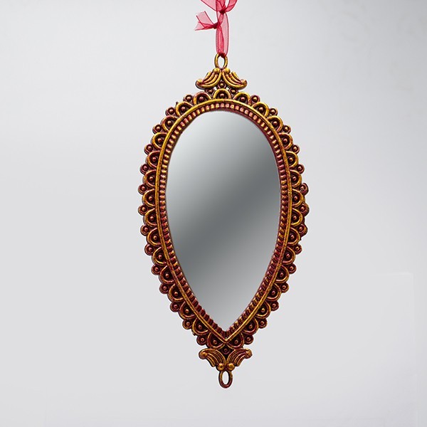 ADORNO COLGANTE, ESPEJO VINTAGE, BRONCE OVALADO, 19,5X9,5CM