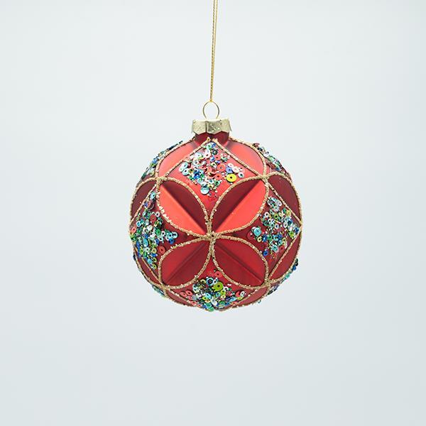 BOLA DE CRISTAL CON FLOR TALLADA Y PIEDRAS DE COLORES, SET 4 PIEZAS, 10CM