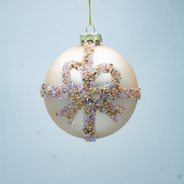 BOLA DE CRISTAL, CHAMPÁN CON LAZO DE CHAMPÁN, SET DE 4 PIEZAS, 10 CM