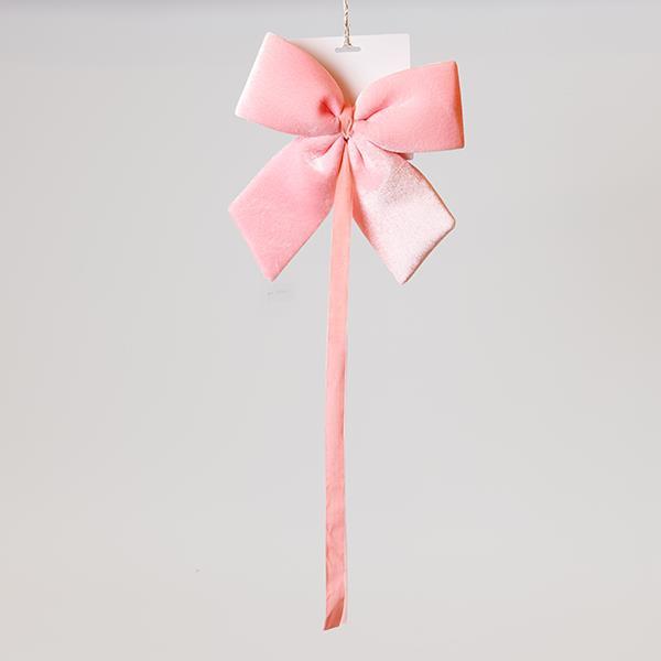 LAZO, TERCIOPELO ROSA, CON CINTA, 28CM