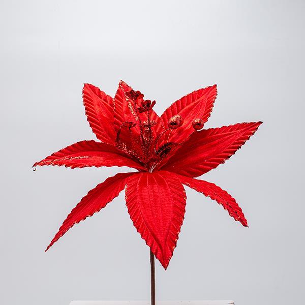 FLOR ROJA CON LÍNEA DE BRILLO DISCRETA, 30X20CM