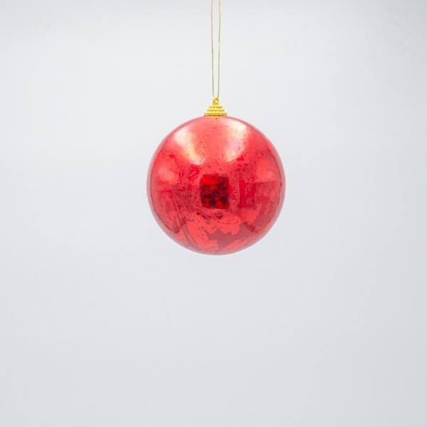 BOLA, ROJO METALIZADO, SET 3 PIEZAS, 10 CM