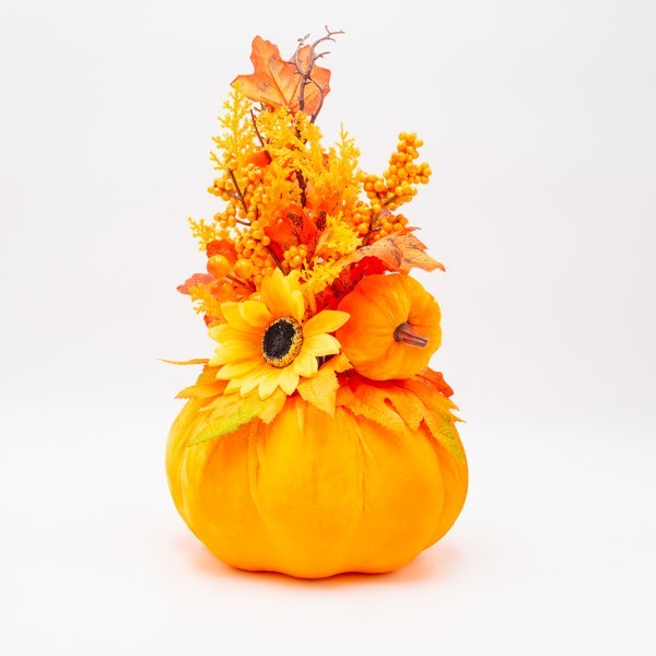 DECORACIÓN DE OTOÑO CON GIRASOL Y HOJA DE ARCE, 37CM