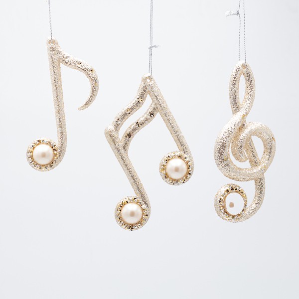 NOTAS MUSICALES, CHAMPÁN CON PERLA, 3 DISEÑOS, 11,9X12,5X12CM