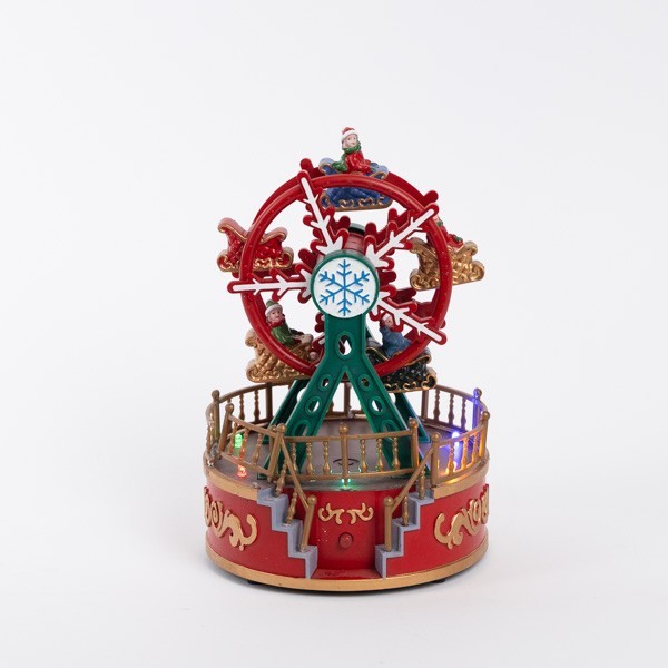 NORIA, VERDE ROJA, CON LUZ, MÚSICA Y MOVIMIENTO, FUNCIONA A PILAS, 13X13X18,5CM