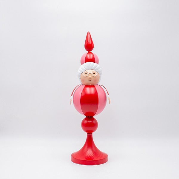 SEÑORA SANTA CLAUS ROJO ROSA, METAL, 14X13X45CM