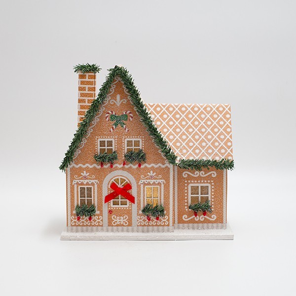 CASA DE PAPEL, BEIGE, ILUMINADA, 20,5X11X20,5CM