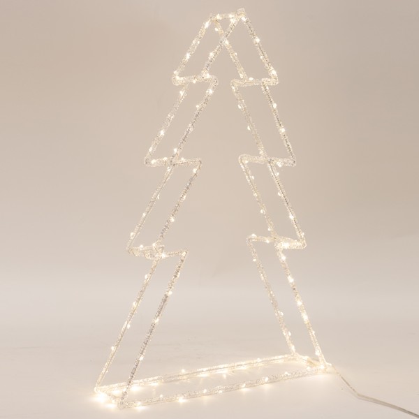 ÁRBOL ACRÍLICO, ADAPTADOR DE 3,5 V, 240 MINI LED BLANCO CÁLIDO, CABLE DE 5 M, 70 X 15 X 120 CM, IP44