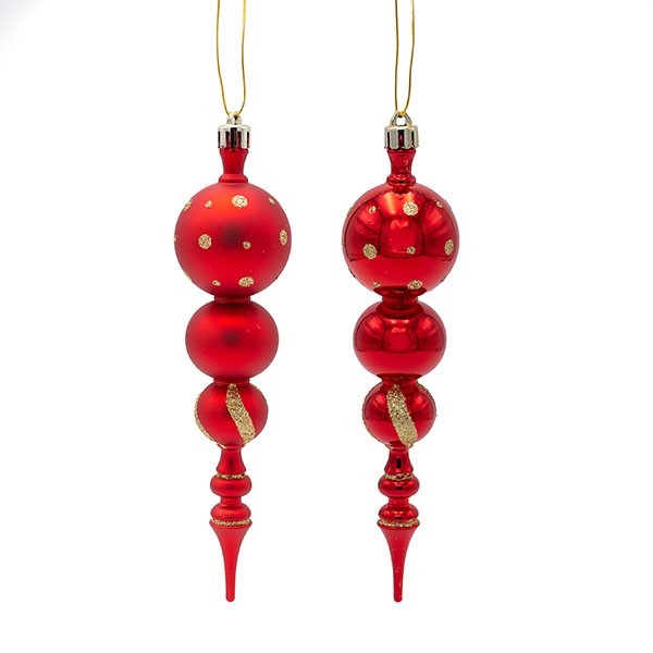ADORNO DE PLÁSTICO, ESTALACTITA, ORO ROJO, JUEGO DE 4 PIEZAS, 18 CM
