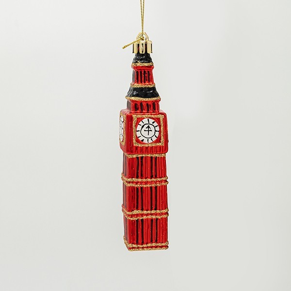 ADORNO DE PLÁSTICO, BIG BEN, ROJO, 13,5 CM