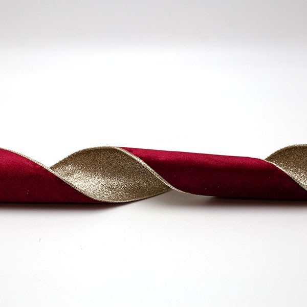 CINTA DE LUJO, DOBLE CARA, TERCIOPELO BURDEOS Y BRILLO, 914X10CM