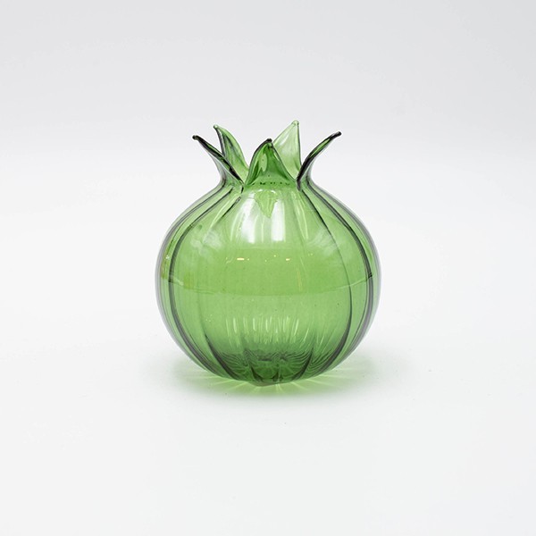 GRANADA DE VIDRIO, VERDE TRANSPARENTE, 9,8 CM