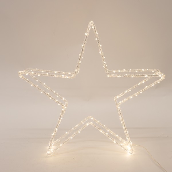 ESTRELLA ACRÍLICA, ADAPTADOR DE 3,5 V, 140 LED BLANCO CÁLIDO, CABLE DE 5 M, 60 X 12 X 58 CM, IP44