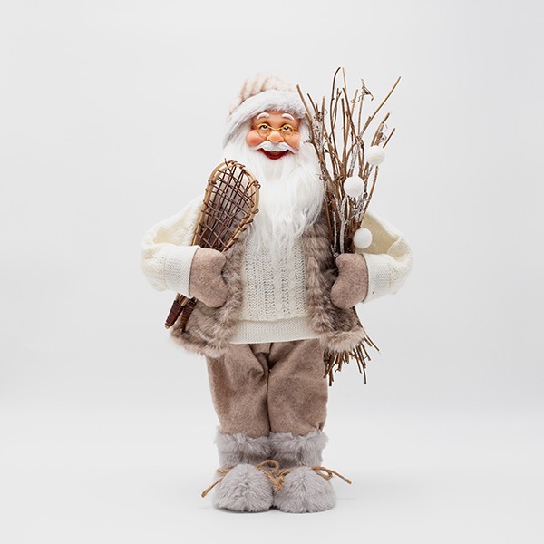 PAPÁ NOEL, CON PELO BEIGE Y PATINES DE HIELO, 45 CM
