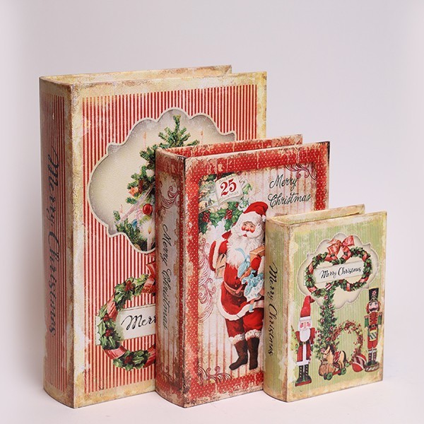 LIBROS DECORATIVOS, VINTAGE, DE MADERA, SET DE 3 PIEZAS, 30X22X7.5, 23X17X6 Y 16X11X4.5CM