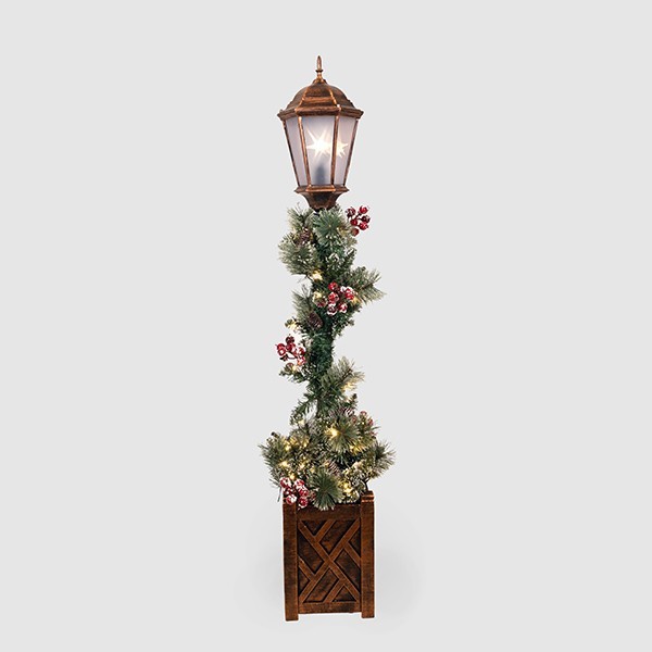 COLUMNA CON GUIRNALDA NAVIDEÑA, ILUMINADA, CON ADAPTADOR, 150CM