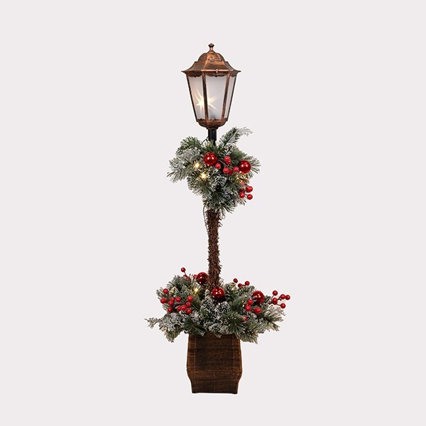 COLUMNA CON GUIRNALDA NAVIDEÑA, ILUMINADA, CON ADAPTADOR, 120CM