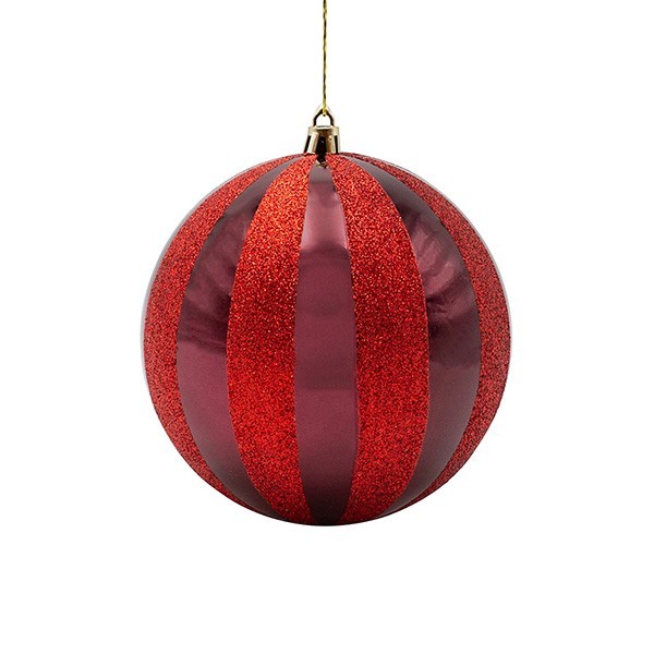 BOLAS DE PLÁSTICO COLOR BURDEOS CON PURPURINA ROJA, JUEGO DE 2 UNIDADES, 15 CM