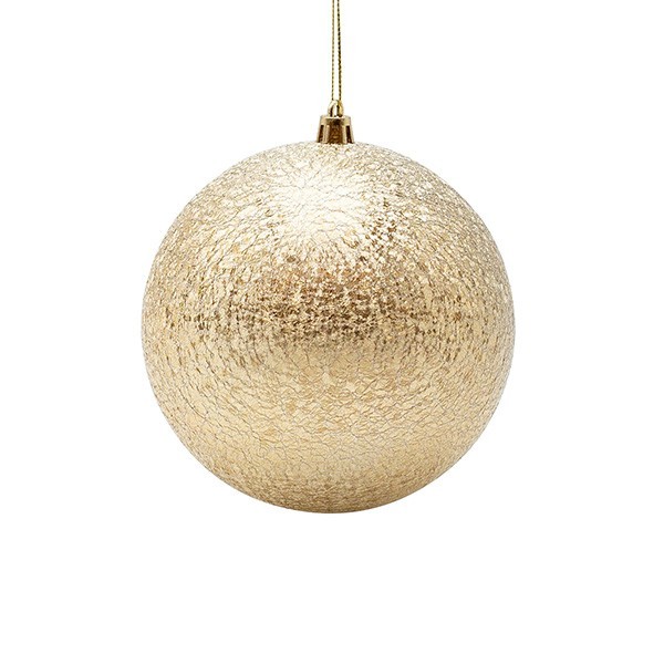 BOLA DE PLÁSTICO, DORADA CON ACABADO SATINADO, SET DE 2 PIEZAS, 12 CM
