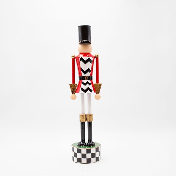 CASCANUECES METÁLICO, CUADROS NEGROS CON ROJO, 46 CM