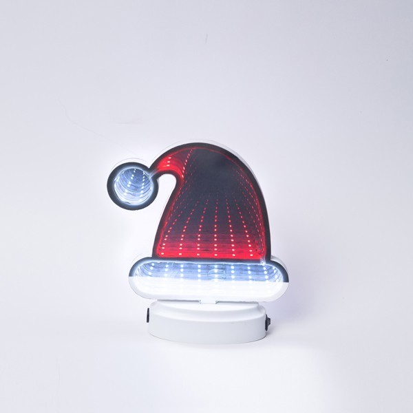 GORRO DE SANTA 16X17CM, ESPEJO DE DISEÑO DECORATIVO CON CINTA LED, CAJA DE PILAS 3XAAA, 40 LED, LED ROJO Y BLANCO, IP20