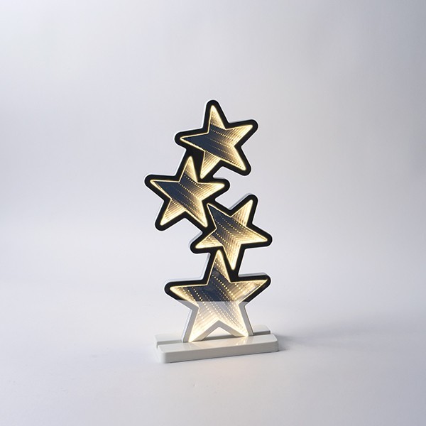 ESTRELLAS 21X15,5X41CM, ESPEJO DECORATIVO CON CINTA LED, ADAPTADOR, 117 LED, LED BLANCO CÁLIDO, CABLE 3M, IP44