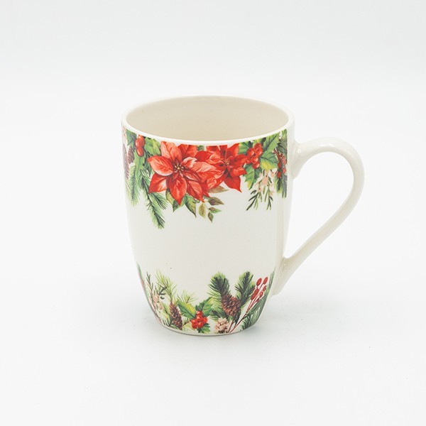 TAZA CON FLOR DE PASCARA DE NOCHE ROJA, 350 ML