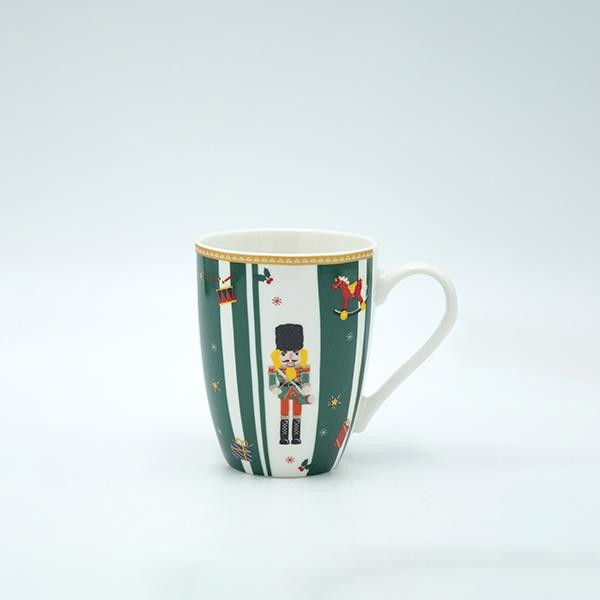 TAZA CON CASCANUECES Y RAYAS VERDES, 350ML