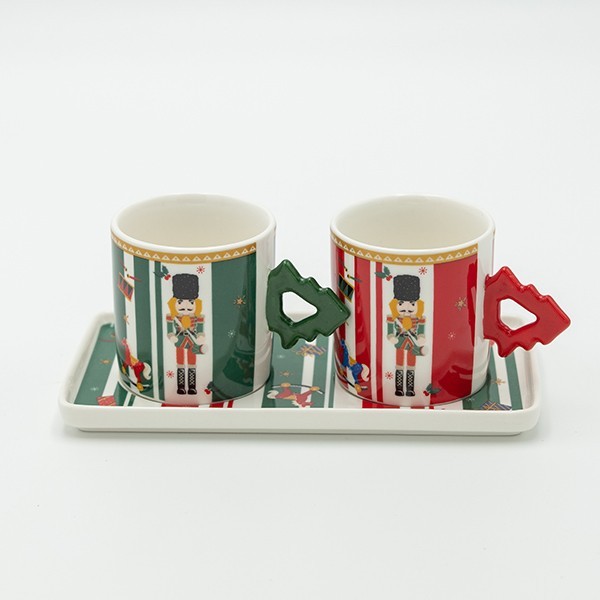 TAZAS DE ESPRESSO CON CASCANUECES Y PLATO, JUEGO DE 2 PIEZAS