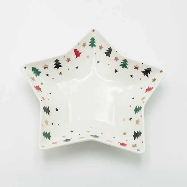PLATO ESTRELLA CON ARBOLES DE COLORES, 25CM
