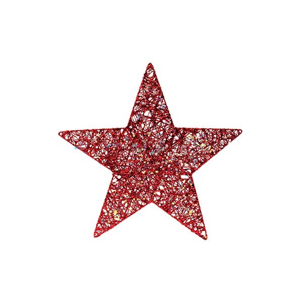 ESTRELLA CON HILO ROJO Y ESTRELLITAS IRIDISCENTES, 30CM