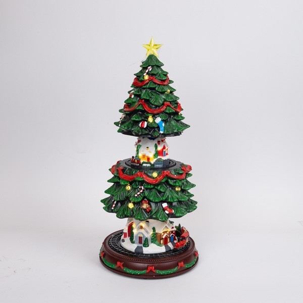 ÁRBOL DE NAVIDAD QUE SUBE Y BAJA, CON MÚSICA, MOVIMIENTO Y LUZ, CON TRANSFORMADOR, 23,5X23,5X45,5CM