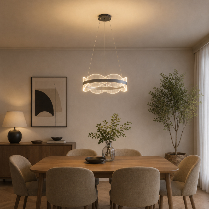 LÁMPARA DE TECHO COLGANTE ACRÍLICAS REDONDA LED 48W 4320lm 3000K Ø400mm PLATA ARTE ILLUMINA TORINO