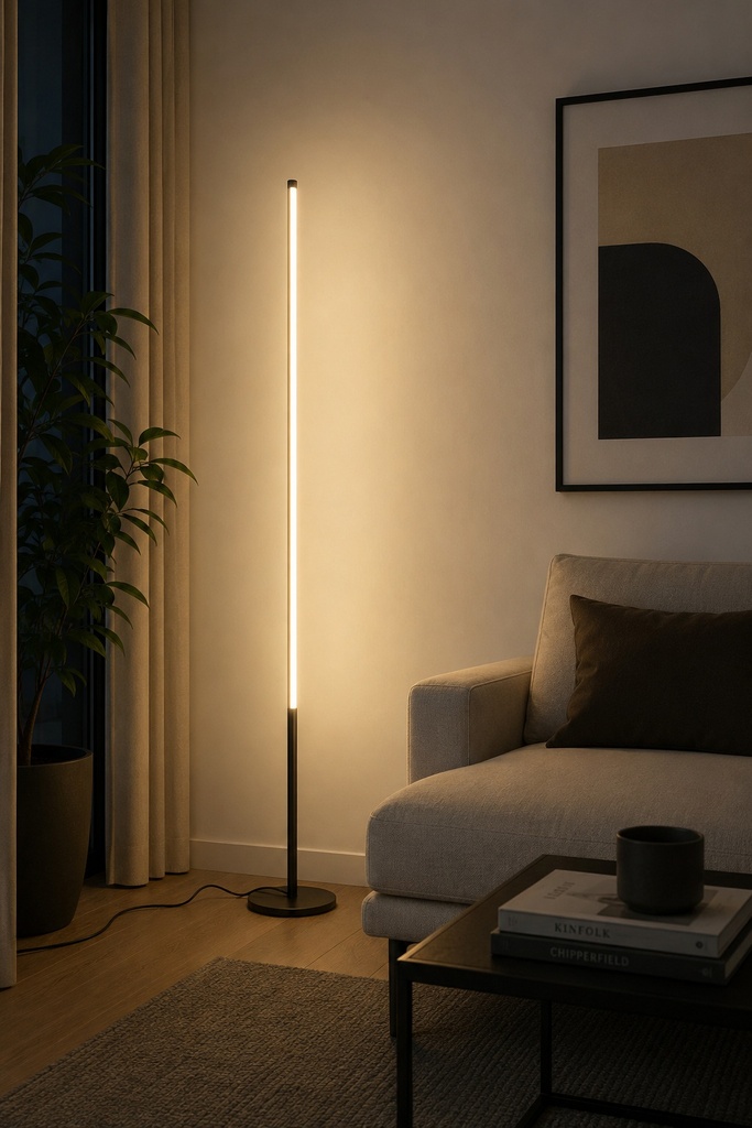 LÁMPARA DE PIE LIGERA LED 23W 1380lm 3000K 180x1600mm NEGRO ARTE ILLUMINA LINEA
