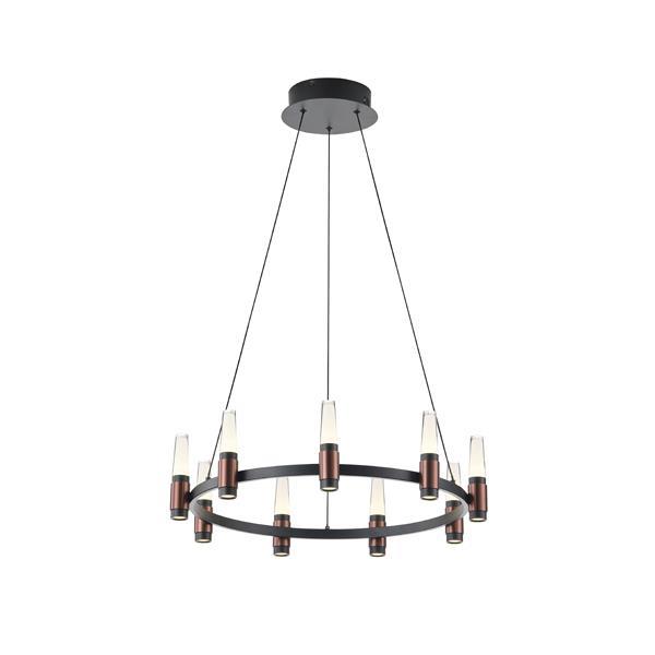 LÁMPARA DE TECHO COLGANTE ALUMINIO LED 43W 2580lm 3000K Ø630xΗ1500mm NEGRO-MARRÓN ARTE ILLUMINA VELAS