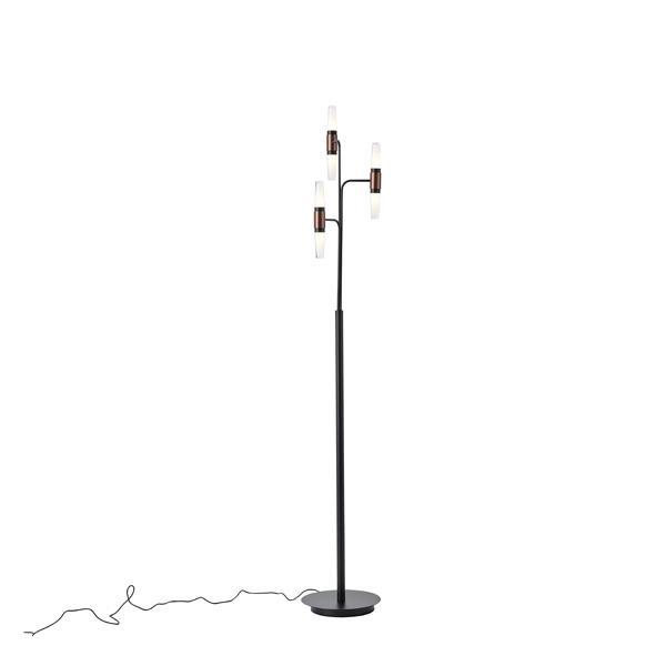 LÁMPARA DE PIE DE ALUMINIO-METAL-ACRÍLICO, 6 LUCES LED, 18W, 1260Lm, 3000K, Φ250X1600mm, NEGRO-DORADO, ARTE ILLUMINA VELAS