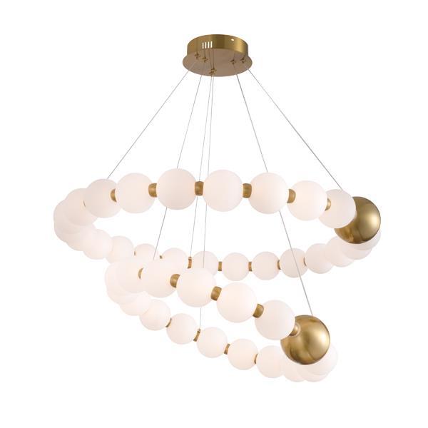 LÁMPARA DE TECHO COLGANTE METAL LED 40W 2730lm 3000K Ø720mm LATÓN-BLANCO OPAL ARTE ILLUMINA TREA